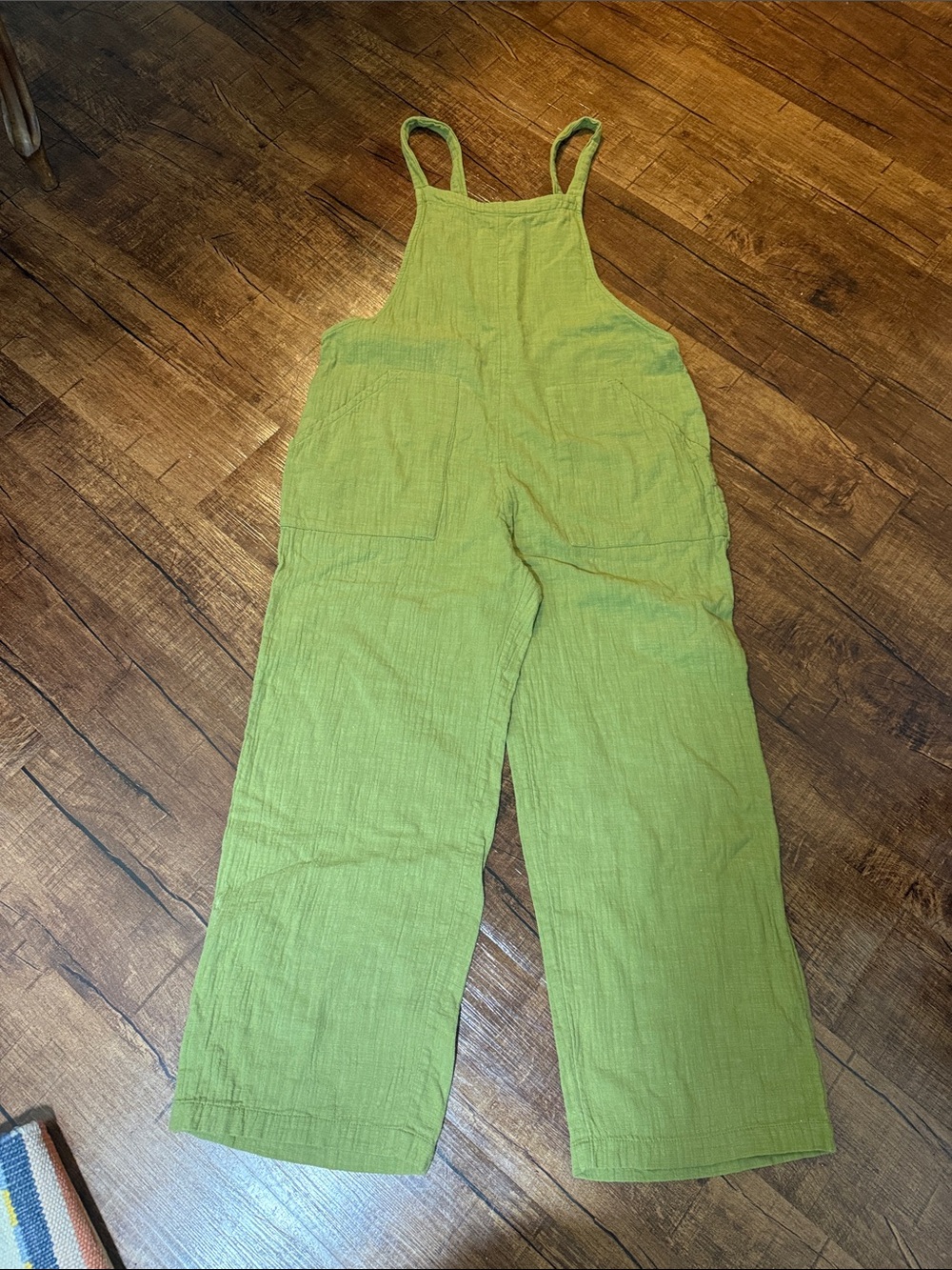 Billabong Green Linen-Texture Overalls Jumpsuit